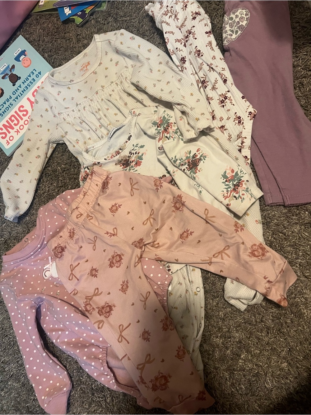Carter's Girls' Mixed Floral & Dot Sleepwear Set - Pink, Cream, Mauve